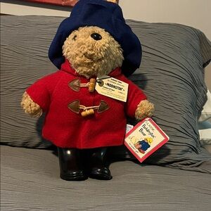 Adorable Paddington Bear Plush with Red Jacket and Blue Hat